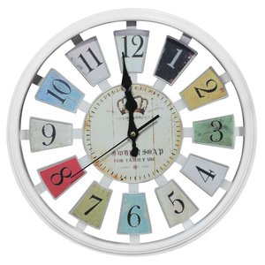 Relógio De Parede Decorativo Branco Sala Escritório 37,5cm