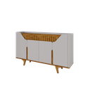 Ver mais imagens de Aparador 160cm Ripado Portas Prateleiras Organizadoras:off White/naturalle