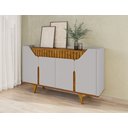 Ver imagem 4 de Aparador 160cm Ripado Portas Prateleiras Organizadoras:off White/naturalle