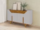 Ver imagem 4 de Aparador 160cm Ripado Portas Prateleiras Organizadoras:off White/naturalle