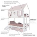 Ver imagem 4 de Beliche Casinha Bela com Coração 2 Gavetas Rosa Kit Escada/Escorregador - Madeira Maciça Branco/