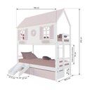 Ver imagem 3 de Beliche Casinha Bela com Coração 2 Gavetas Rosa Kit Escada/escorregador - Madeira Maciça Branco/