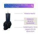 Ver imagem 2 de Crânio Porta Vela 7 Dias 12x8cm em Resina - Selecione a Cor