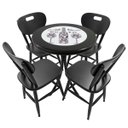 Ver imagem 1 de Conjunto Mesa Madeira Azulejo 60cm - Bistrô Fixa 78cm + 4 Cadeiras 43 - Preta - More Wine