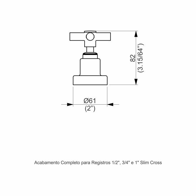 Acabamento Registro Base Docol 1/2 e 3/4 e 1 (pequeno) - Slim Cross Perflex - 2