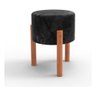 Puff Banquinho Decorativo em Veludo Luxo Pés de Madeira Preto - 1