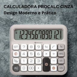 Calculadora Mesa Cinza 12 Dígitos Procalc Pc315 Softkey - 2