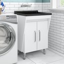 Ver imagem 1 de Tanque de Lavar Roupas 40 litros com Gabinete 2 Portas Multimóveis CR10063 Branco/Preto