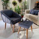 Ver imagem 2 de Poltrona Giovana em Sued Premium: Cinza Pés Madeira Claro