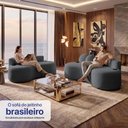 Ver imagem 2 de Conjunto de Sofá 3 e 2 Lugares Veda Xpand Tech Tecido Bouclê Cinza Escuro Cama Inbox