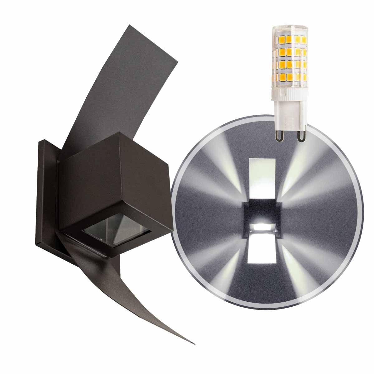 Arandela Box Aba Marrom 2 Foco Alumínio + Led G9 5w Branco Frio St890 - 1