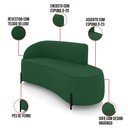 Ver imagem 3 de Sofá 3 Lugares Orgânico 180cm Pé Ferro Preto Morgan Veludo Verde D03 - D’Rossi