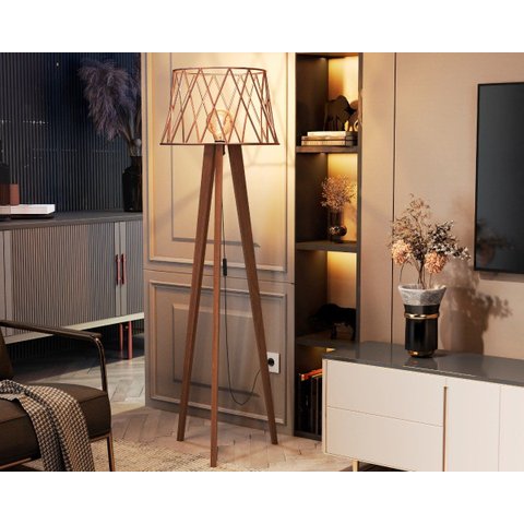 Luminária Abajur de Chão Estilo Industrial Moderna Arizona - Cobre