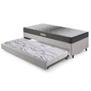 Ver imagem 1 de Bicama Box Solteiro Courino Linho 88x188x28 Cm com Colchão Dual Firm Espuma