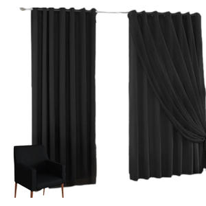 Cortina Blackout com voil 6,00x2,70 Para Trilho Duplo:Preto