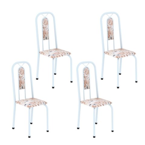 Cadeiras para Sala de Jantar 4 Unidades Lívia Branco/Botanic Bege