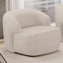Ver imagem 2 de Kit 02 Poltronas Decorativa Orgânica Giratória para Sala Living Barolo L06 Linho Bege - Lyam Decor