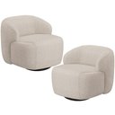 Ver imagem 1 de Kit 02 Poltronas Decorativa Orgânica Giratória para Sala Living Barolo L06 Linho Bege - Lyam Decor