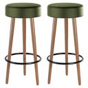 Ver imagem 1 de Kit 02 Banquetas Cozinha Londres Estofada D-33 com Pés de Madeira Couríssimo Verde - Desk Design