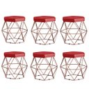 Ver imagem 1 de Kit 6 Puffs decorativos aramado Vanessa-corino vermelho