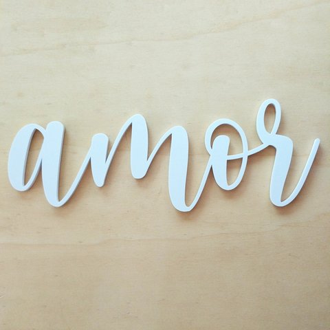 Adorno De Parede Amor 27cm - Palavra, Quadro, lettering - Toque 3D:Branco