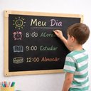 Ver imagem 7 de Lousa Quadro Negro Grande 40x60cm Escolar Liso Madeira Mural Recados Cardapio de Parede MDF Estudo a