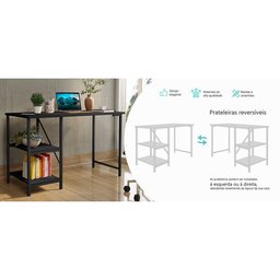 Escrivaninha Mesa Office Estudo Estilo Industrial 110cm Klm Móveis - 4