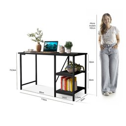 Escrivaninha Mesa Office Estudo Estilo Industrial 110cm Klm Móveis - 3