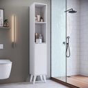 Ver imagem 4 de Armário Multiuso Emovell B64 1 Porta Branco MDP com 4 Prateleiras e Pés Trapézio