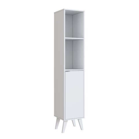 Armário Multiuso Emovell B64 1 Porta Branco MDP com 4 Prateleiras e Pés Trapézio