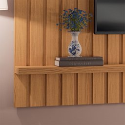 Painel para Tv 70 Pol Ripado 2.0 e Rack Bancada Amago H01 Off White/cinamomo - Mpozenato - 7