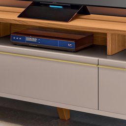 Painel para Tv 70 Pol Ripado 2.0 e Rack Bancada Amago H01 Off White/cinamomo - Mpozenato - 5