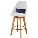 Ver imagem 4 de Kit 02 Banquetas Linho Bege E Almofada Azul Marinho