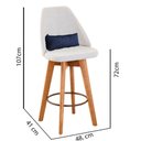 Ver imagem 3 de Kit 02 Banquetas Linho Bege E Almofada Azul Marinho