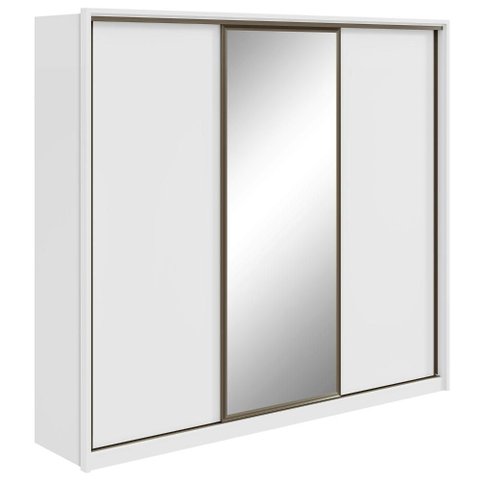 Guarda-roupa Casal 100% Mdf 3 Portas 6 Gavetas Vitta 2,70 Glass Branco