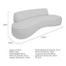 Sofá Curvo 130cm 2 Lugares e 1 Poltrona Orgânico Escritório Recepção Sala Amsterdã Linho Cinza Claro - 4