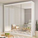 Ver imagem 1 de Guarda-roupa Casal 3 Portas de Correr e 9 Espelhos Isabela - Branco