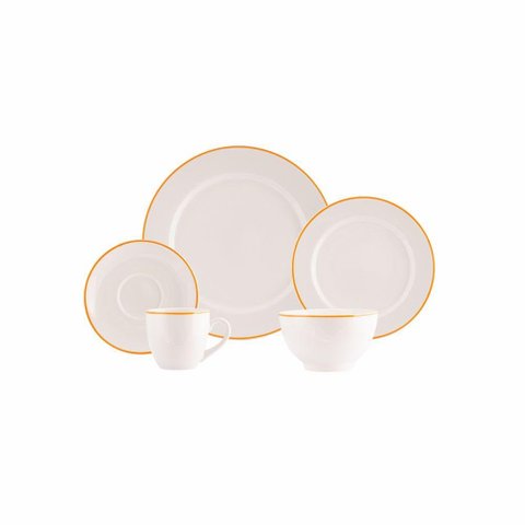 Jogo de Jantar 30 Peças Filete Porcelana Real By Schmidt Cor:laranja