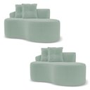 Ver imagem 1 de Kit 02 Sofás Orgânicos Living Bob 145cm 02 Lugares com 02 Almofadas Bouclê Verde Menta - Abmaza