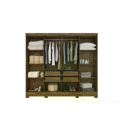 Guarda Roupa Casal C/8 Portas C/Espelho Baunilha Castanho