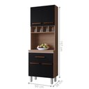 Ver imagem 3 de Armario Savana Preto 4 Portas 1 Gaveta MDP 60cm Marrom