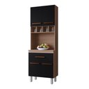 Ver imagem 2 de Armario Savana Preto 4 Portas 1 Gaveta MDP 60cm Marrom