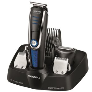 Maquina de Cortar Cabelo Mondial Bg-03 Super Groom - Preto/azul
