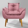 Poltrona Opala Pés Palitos para Recepção Suede Rose - Vallisa Decor - 2