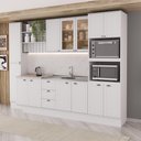 Ver imagem 1 de Cozinha Milla 13 Portas 3 Gavetas MDF 310cm Branco Móveis Carraro