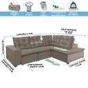Ver imagem 4 de Sofá de Canto Montreal Retrátil, Reclinável, 4 Lugares 2,70x2,10 Metros, Chaise Fixo, Pillow Top, Ca
