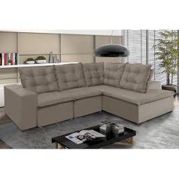 Sofá de Canto Montreal Retrátil, Reclinável, 4 Lugares 2,70x2,10 Metros, Chaise Fixo, Pillow Top, Ca - 1