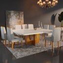 Ver imagem 2 de Sala de Jantar 135x135 MDF/Vidro 8 Cadeiras Stella Bom Pastor