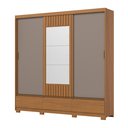 Ver imagem 1 de Guarda Roupa Casal 03 Portas Deslizantes Flex com Espelho 03 Gavetas Externas Delvin D349 Cinamomo o
