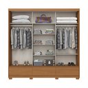 Ver imagem 3 de Guarda Roupa Casal 03 Portas Deslizantes Flex com Espelho 03 Gavetas Externas Delvin D349 Cinamomo o